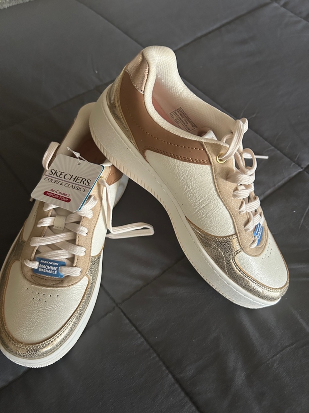 Skechers Cream and Rose Gold Court & Classics Sneaker